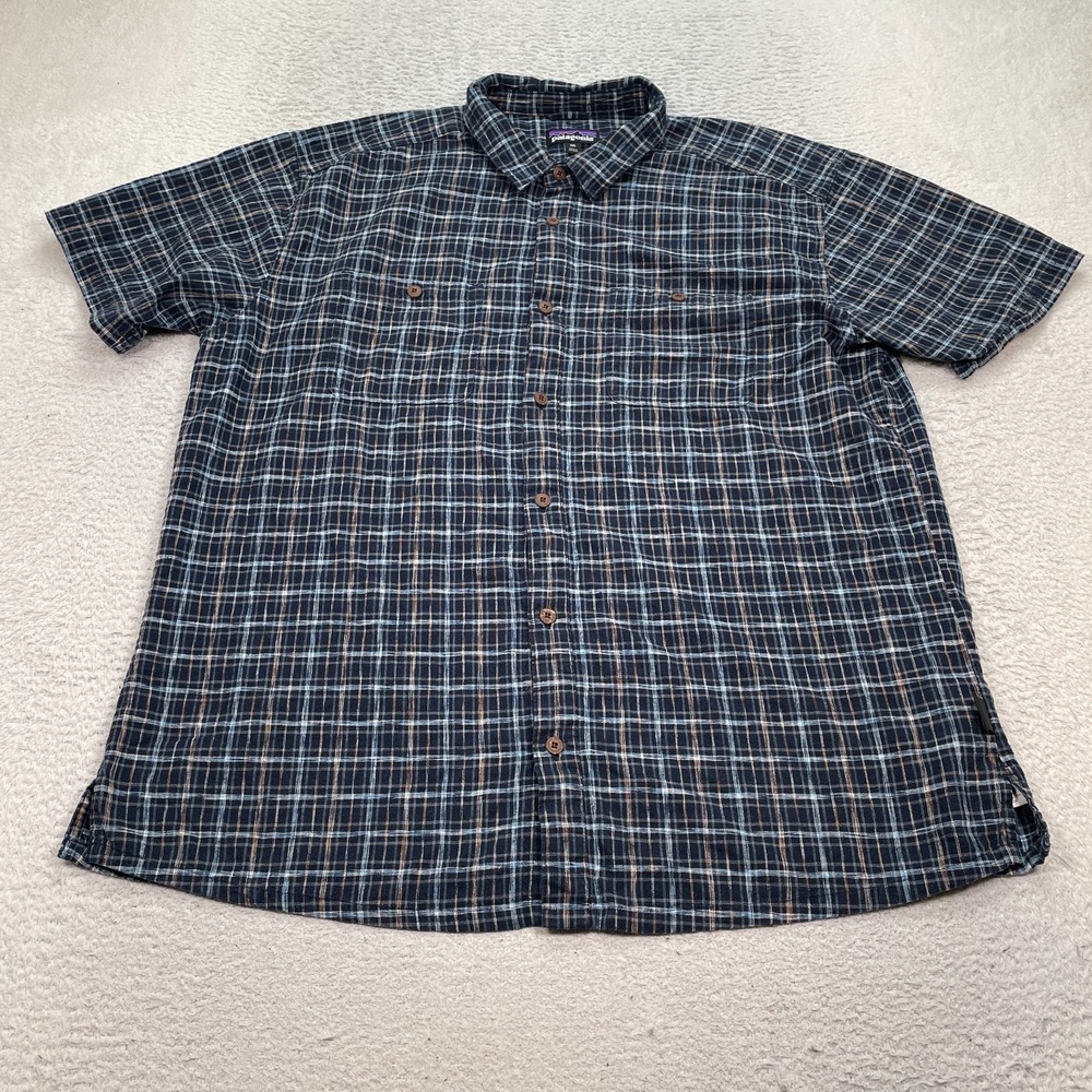 Patagonia Cotton/Hemp Fabric Blend Shirt Men's XXL‎  Plaid button down ss